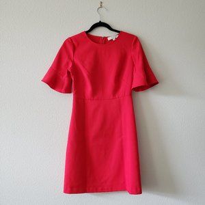 LOFT Red Bell Sleeve Ruffle Sheath Dress Size 2